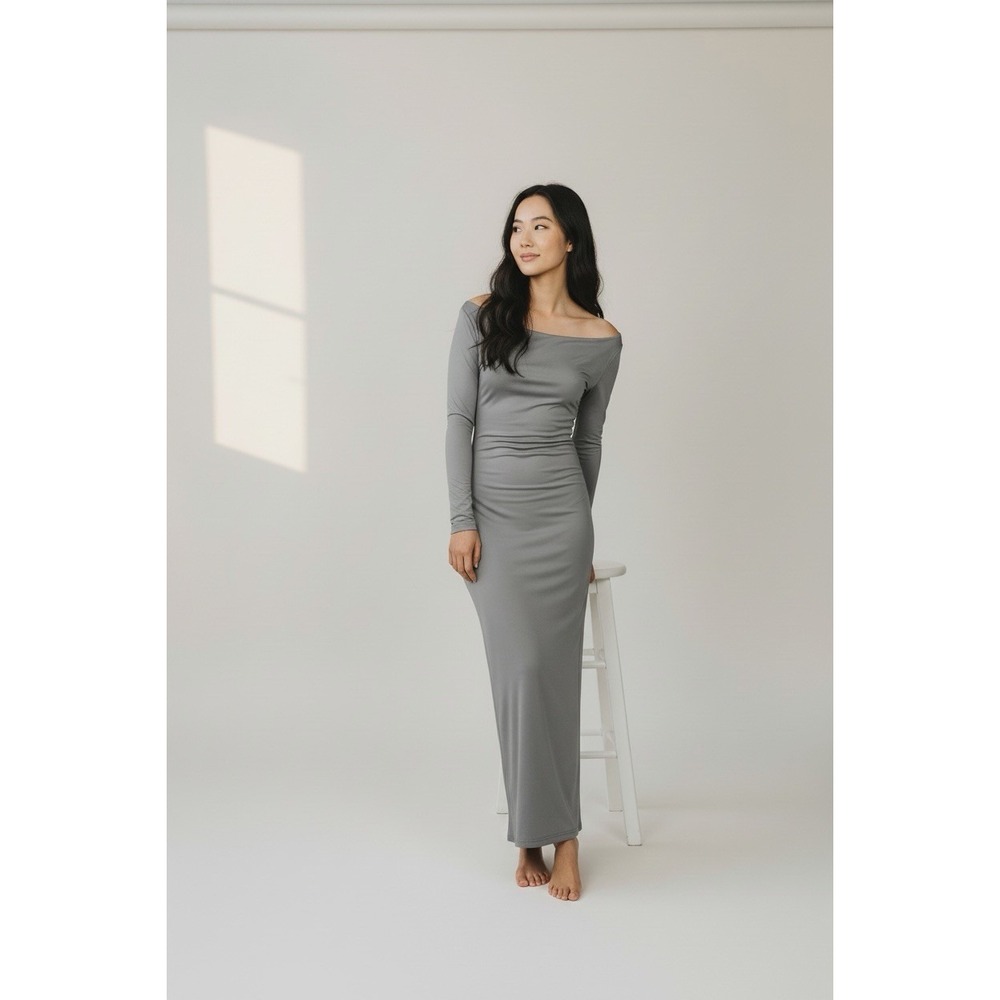 Standard James Perse Gray Stretch Jersey Long Sleeve Maxi Dress Size 3/US L